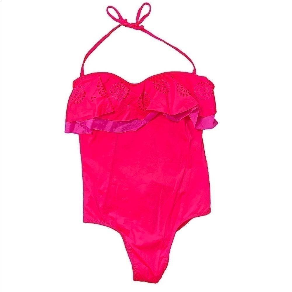 Phax womens one piece swimsuit Pink ruffle bathing suit